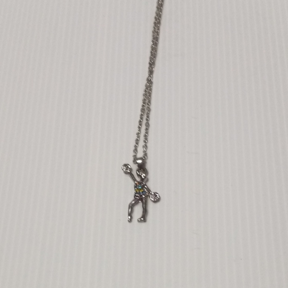 Silver Cheerleader Pendant Necklace